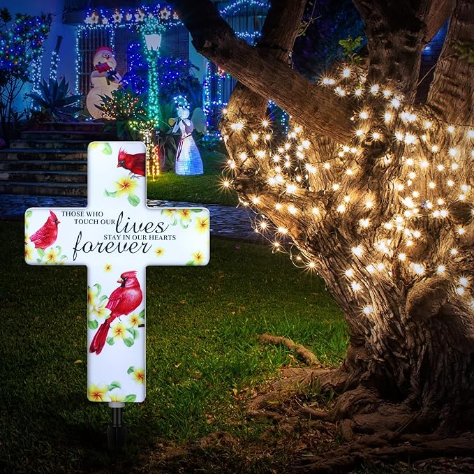 Yousoontic Cardinal Grave Solar Cross Lights Outdoor Memorial Garden Stake - Image 5