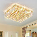 12-Lights Gold Crystal Flush Mount Ceiling Light Fixtures, Elegant Crystal by CEENLI