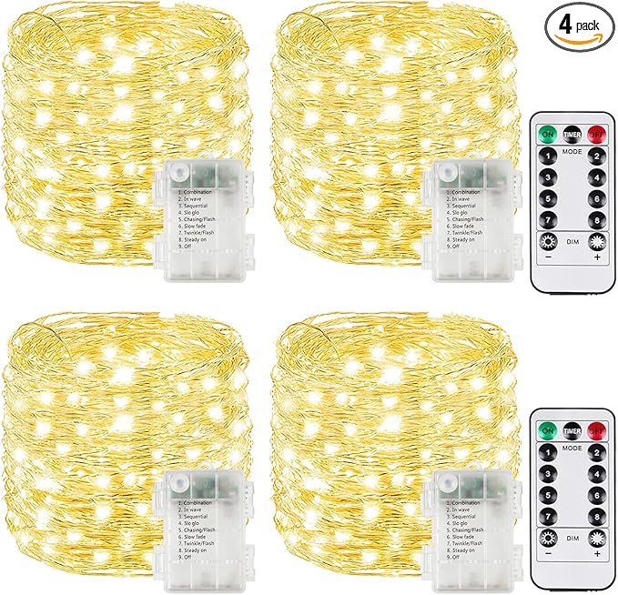 4 Pack Christmas Fairy Lights Battery Operated by BOSSERN