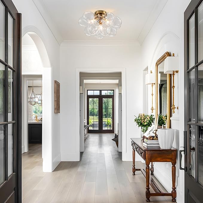 Semi Flush Mount Chandelier Gold Close to Ceiling Light Fixtures Modern Bubble - Image 4