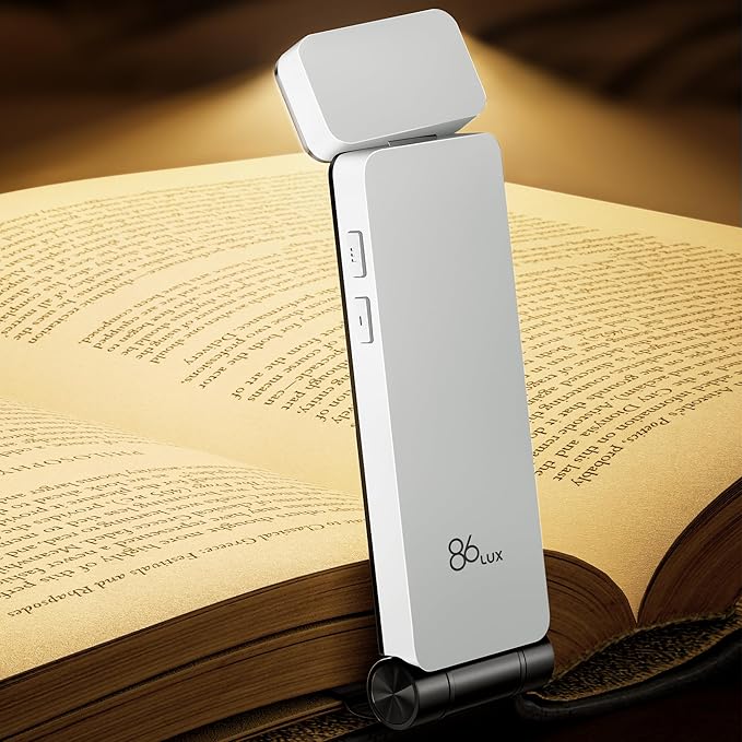 86lux Book Light, Rechargeable Clip-On LED Reading Light by 86Lux