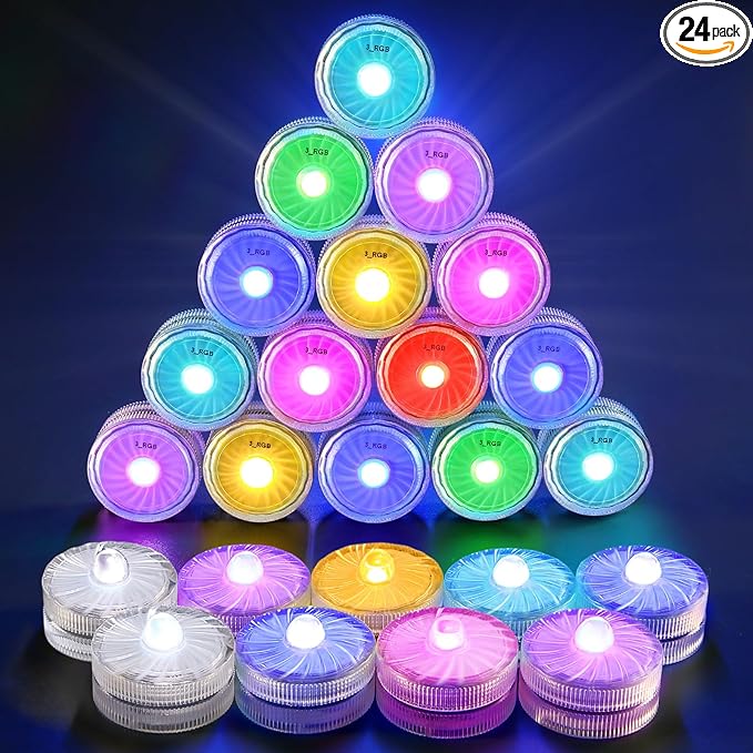 HL Submersible LED Lights, RGB Small LED Light, 100 Hours Waterproof Flameless by HLHappinessLight