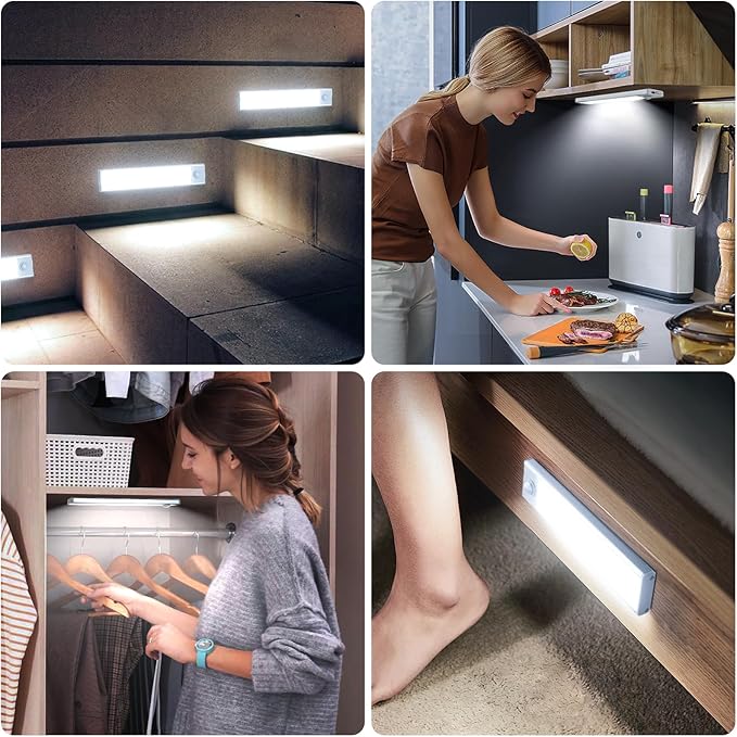6 Pack Under Cabinet Lighting Wireless, 68 LED Rechargeable Battery Motion - Image 7