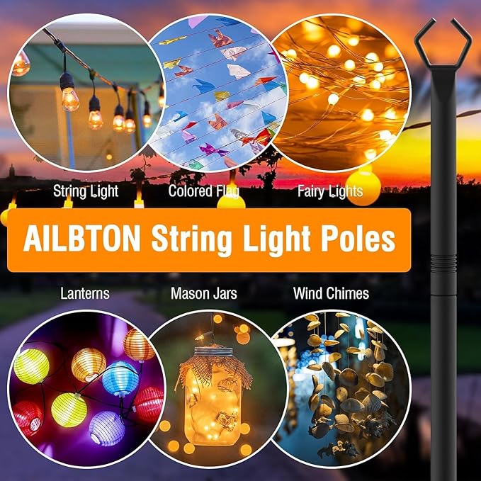 AILBTON 4 Pack 2.8Ft String Light Poles, Light Poles - Image 3