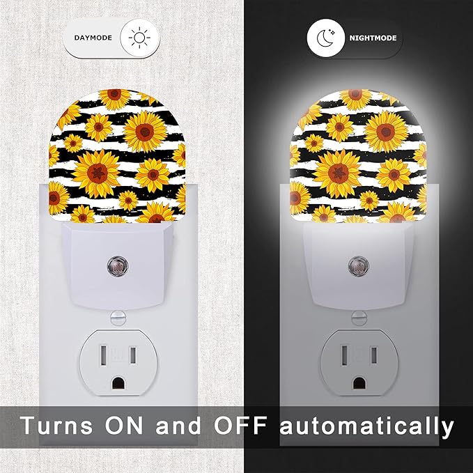 Sunflowers Striped Night Light, Night Lights Plug into Wall - Image 4