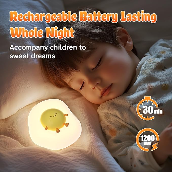Egg Night Light for Kids, Baby Nursery, Cute Nightlight Silicone Lamp for - Image 4