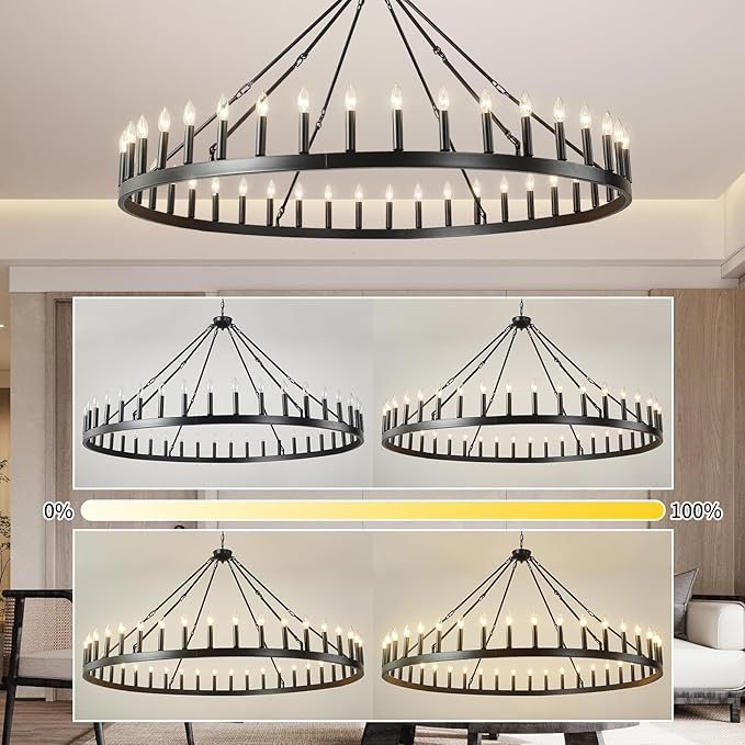 64 Inch Extra Large Black Wagon Wheel Chandelier 42-Light Farmhouse Wagon Wheel - Image 8