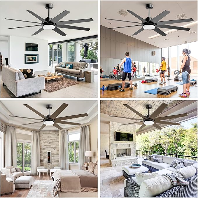 72 Inch Ceiling Fans with Lights and Remote APP Control, Outdoor Indoor Black - Image 6