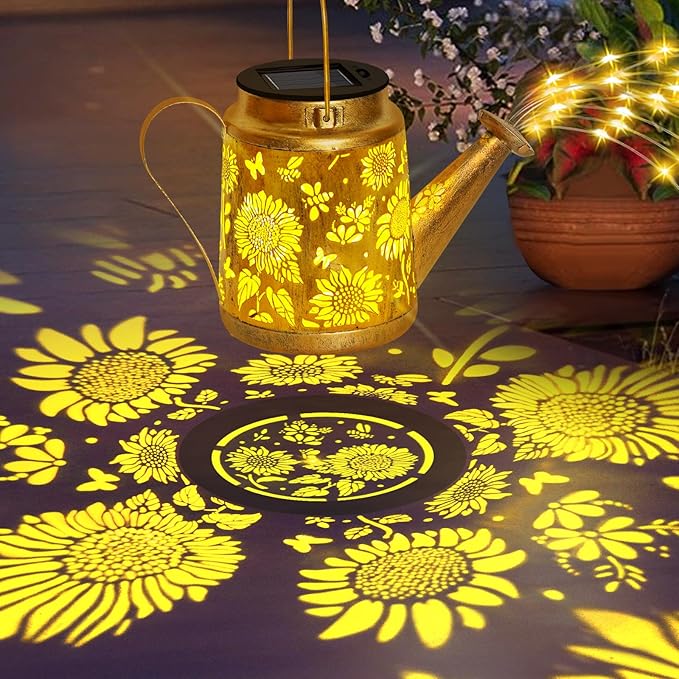 Christmas Gifts Sunflower Solar Watering Can Lights, Outdoor Waterproof Garden - Image 2