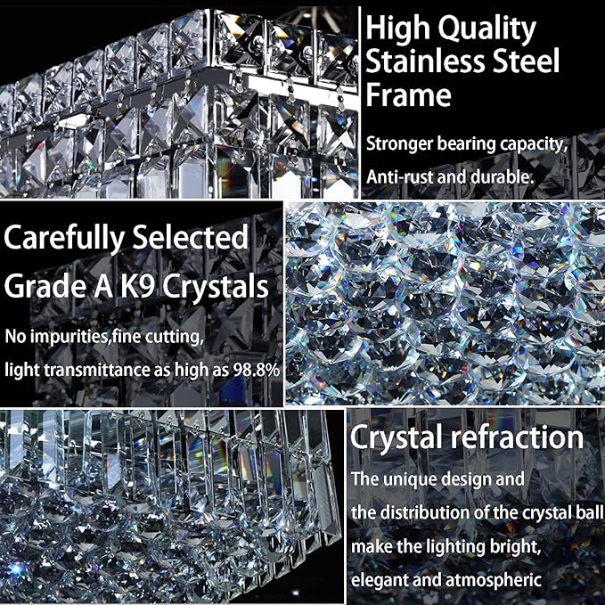 12-Lights Modern Flush Mount Ceiling Light Fixtures, Elegant Crystal Chandelier - Image 5