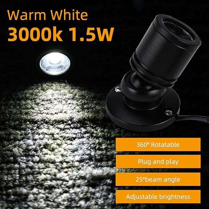 YaeCCC Dimmable LED Mini Spotlight Jewelry Showcase Display Lights Black Shell - Image 5