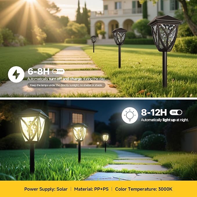 Ensenior 6-Pack Solar Lights Outdoor, 16.77" 3000K LED Solar Garden Lights - Image 5
