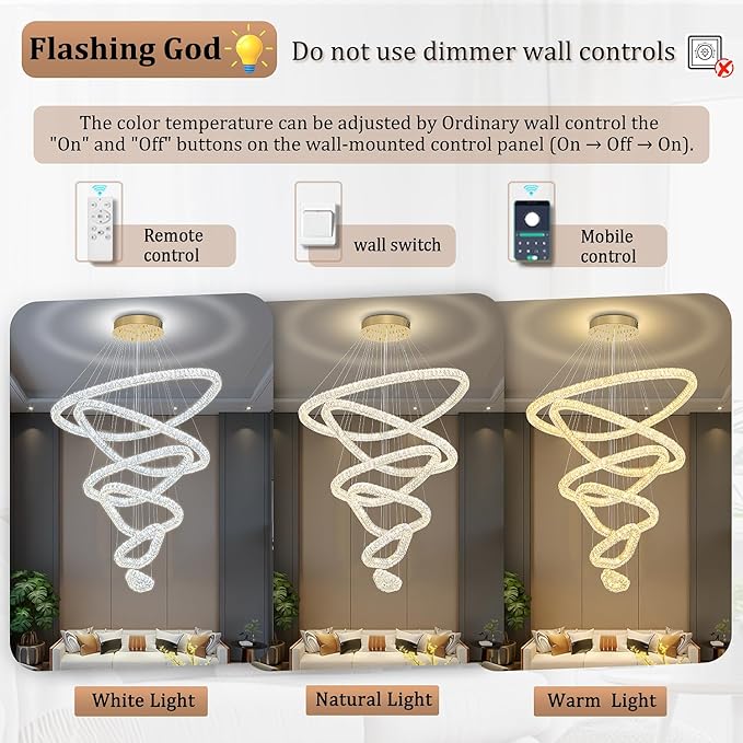 Flashing God Modern 6 Ring Crystal Chandeliers - Image 3