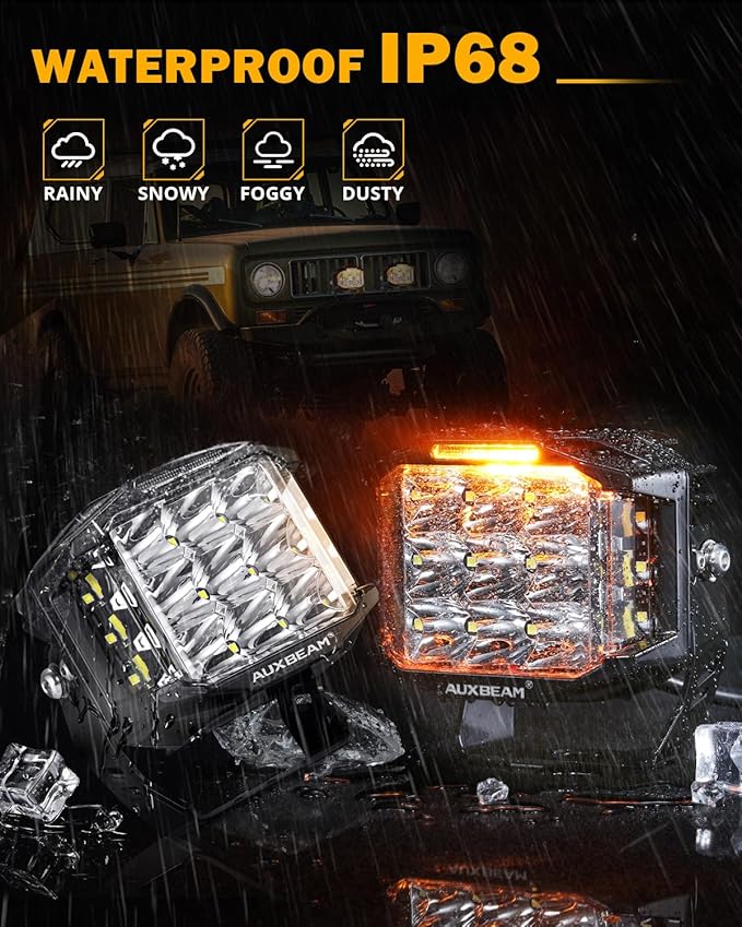 Auxbeam 5 Inch LED Pod Offroad Lights, 168W Super Bright Cube Pods Spot Flood - Image 5