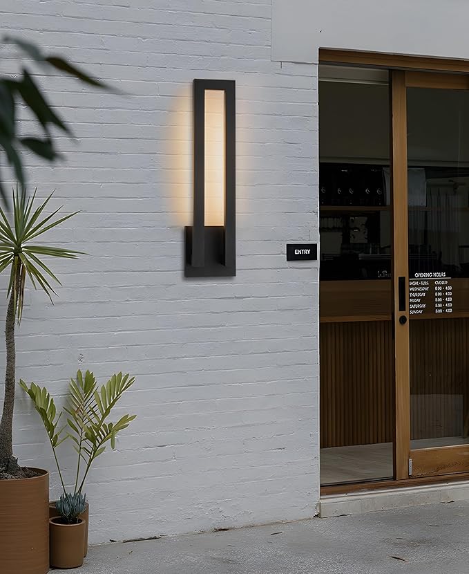 26 inch Outdoor Wall Sconce, Large Porch Led Wall Lights, Modern Black Exterior by OupavocsOutdoorLighting