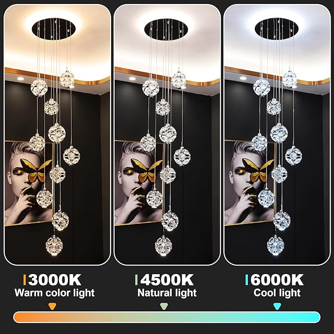 10-Light High Ceilings Long Chandeliers Modern Crystal Staircase Chandelier - Image 3