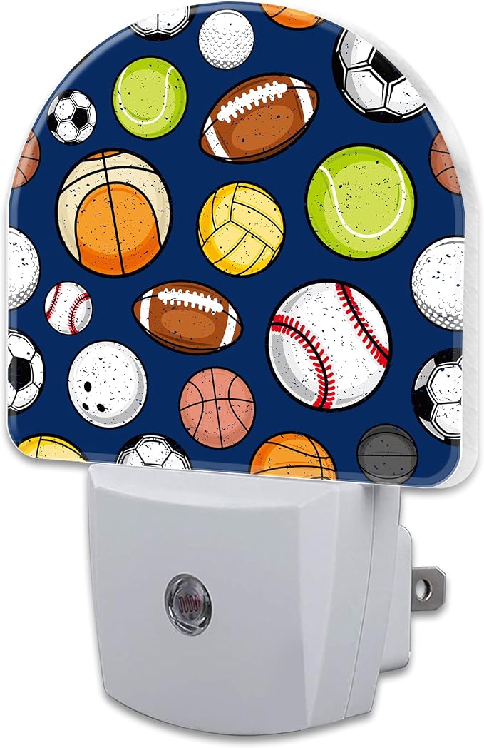 Retro Sports Balls Night Light, Colorful Balls Dusk to Dawn Night Light Plug in by sndheke