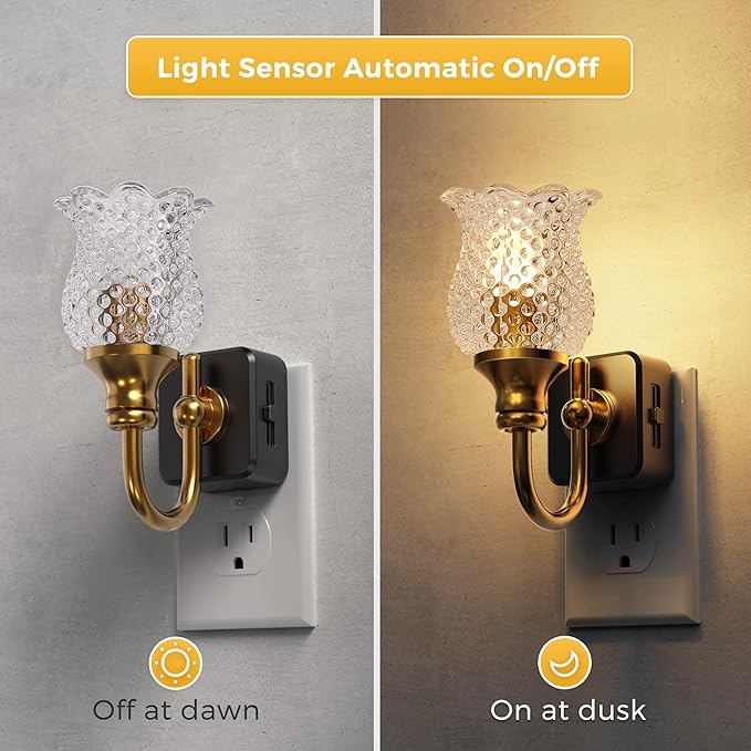 L LOHAS LED Night Lights Plug into Wall, 2 Pack 3000K Soft White LED Floral - Image 2