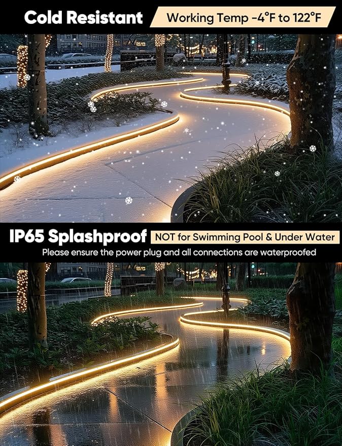 16FT LED Neon Rope Lights 2800K Warm White, AC 110-120V Flexible Neon Strip - Image 3