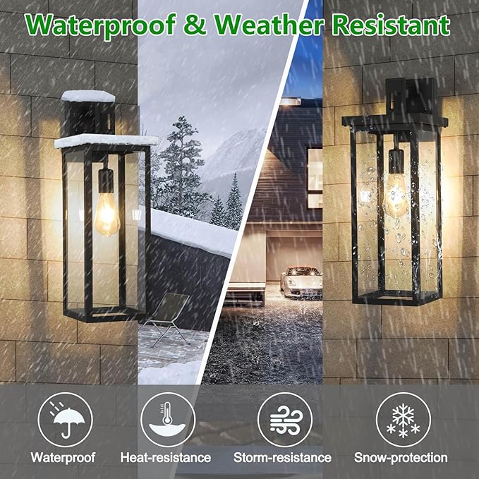 tewei Large Size Outdoor Wall Lantern Exterior Wall Light Fixture, Matte Black - Image 3