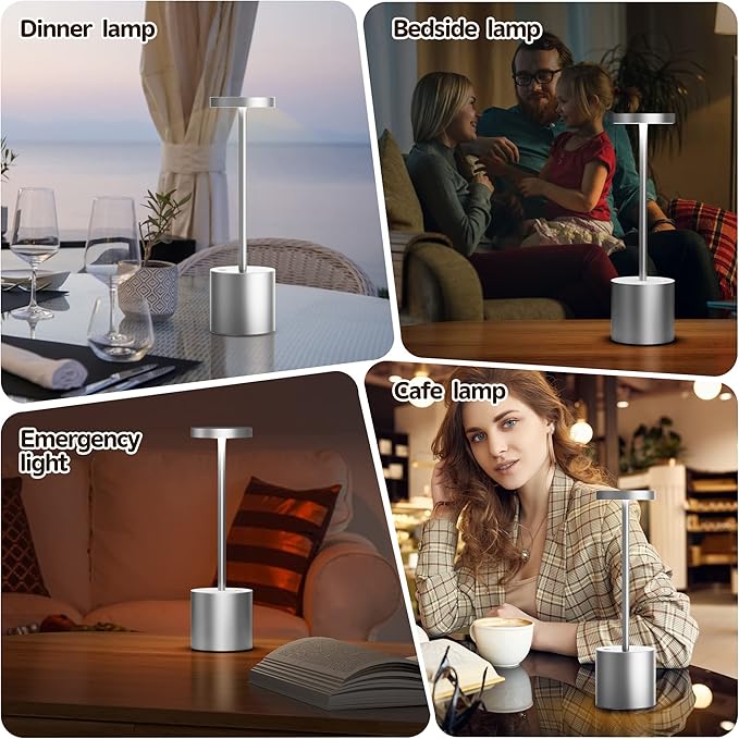 2Pack Cordless Table Lamp, Rechargeable LED Battery 5000mAh Metal USB Portable - Image 5