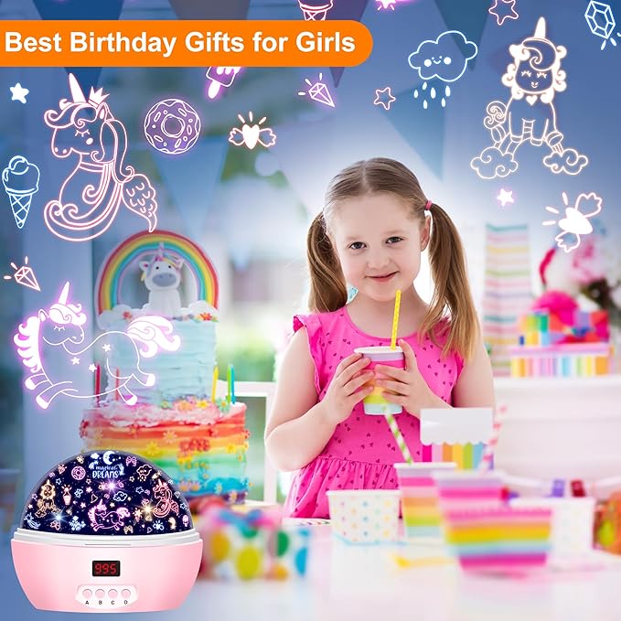 Kid Unicorn Night Light for Girls, and Baby Bear Night Lights Rotating Light - Image 4