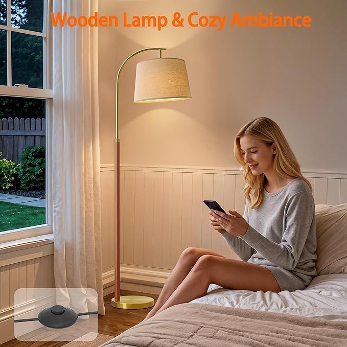 62.5" Wood Floor Lamp for Living Room Gold - Image 5