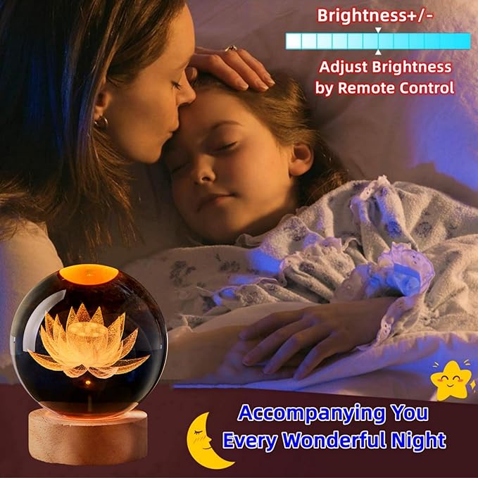Large Lotus Crystal Ball Night Light - Image 3