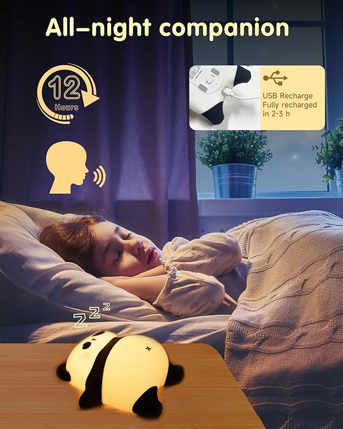 Voice Control Panda Night Light, 6 Colors 30-Minute Timer, Cute Animal Silicone - Image 5