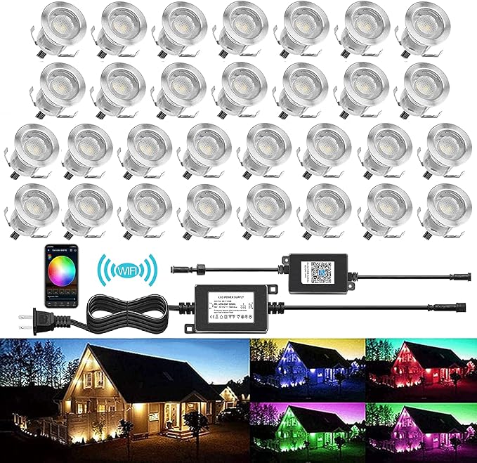 Low Voltage LED Deck Light Kit Stainless Steel Waterproof Recessed Wood Decking by QACALEDOutdoorRecessedDeckLightingKits