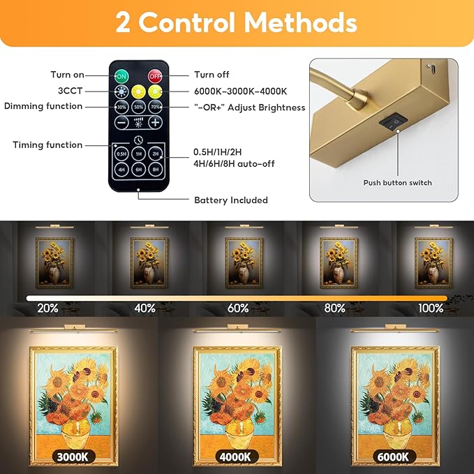 Picture Light for Wall Battery Operated, 9000mAh Wireless Wall Light for Display - Image 2