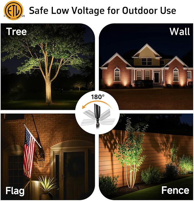 Gardenreet Low Voltage Spotlight LED - 12V Black Outdoor Light Fixture Weather - Image 5
