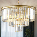 Gold Modern Crystal Chandelier, 3-Tier Round Flush Mount Ceiling Light Fixtures by Laiuetai