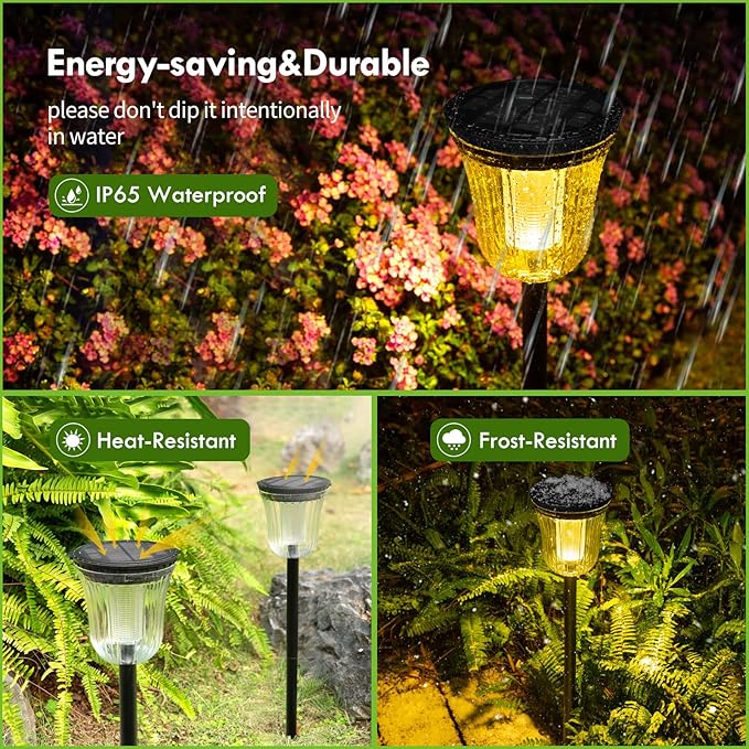 Solar Pathway Lights, 6 Pack 200 Lumens Super Bright Solar Lights Outdoor - Image 6
