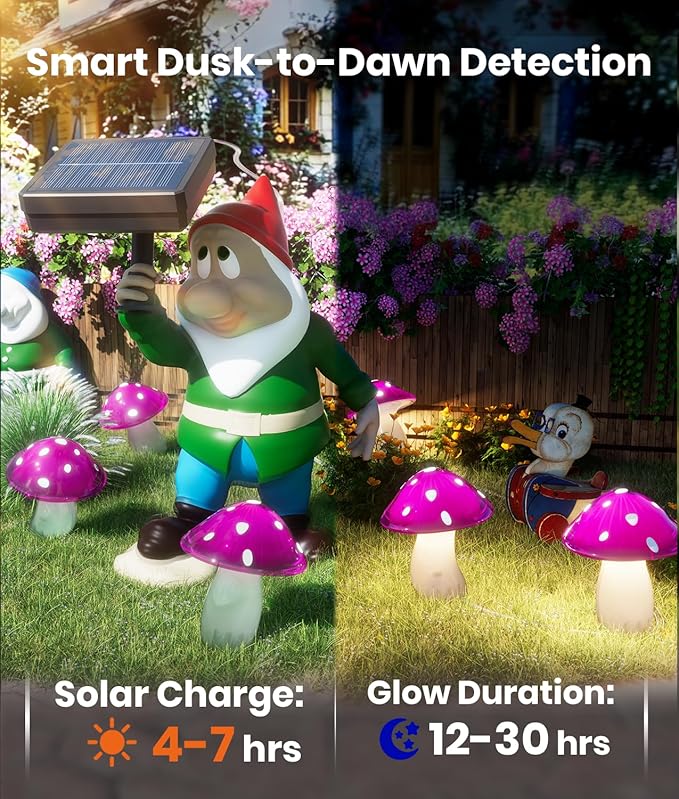 Upgraded Solar Mushroom Lights Outdoor, 9 Pack Garden Stake Light - Image 5
