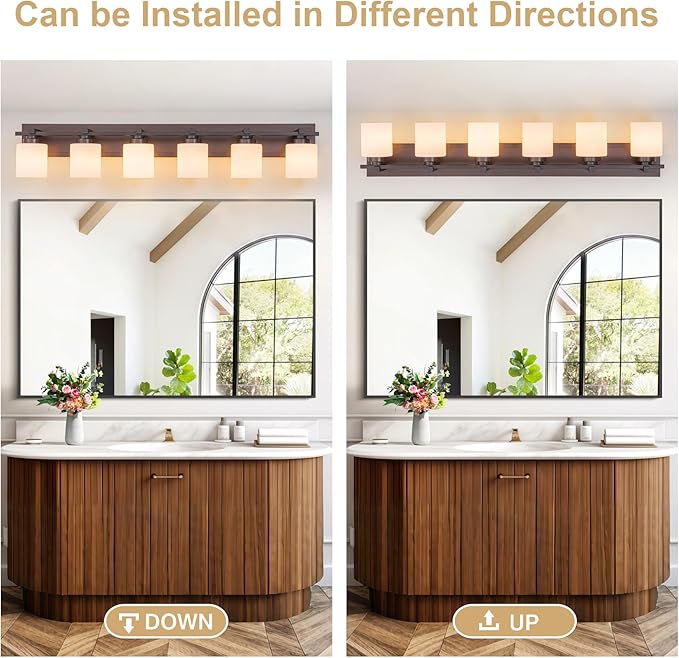 6 Light Modern Bathroom Light Fixtures Over Mirror, Bronze Finish Vanity Lights - Image 4