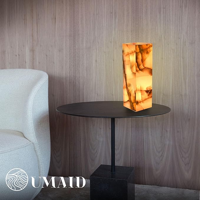 UMAID Handcrafted Onyx Marble Table Lamp, Each Lamp One-of-a-Kind - Image 9