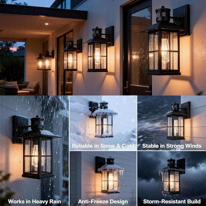 6Pack 15inch Large Outdoor Wall Lights, Modern Black Exterior Wall Light - Image 9