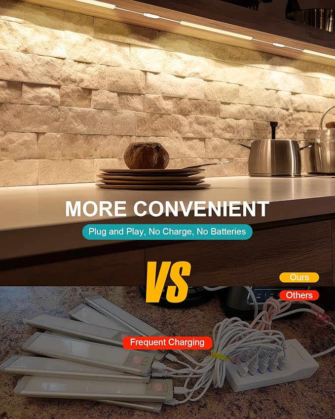 JUSJUBR Under Cabinet Lighting Plug in, Dimmable Led Under Cabinet Lights - Image 5