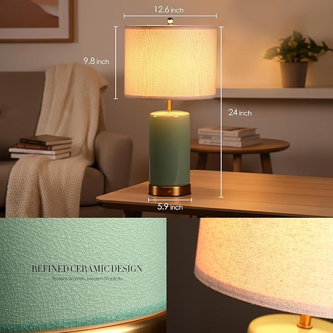 O’Bright Dune - Battery Powered Table Lamp, Rechargeable Cordless Ceramic Lamp - Image 5