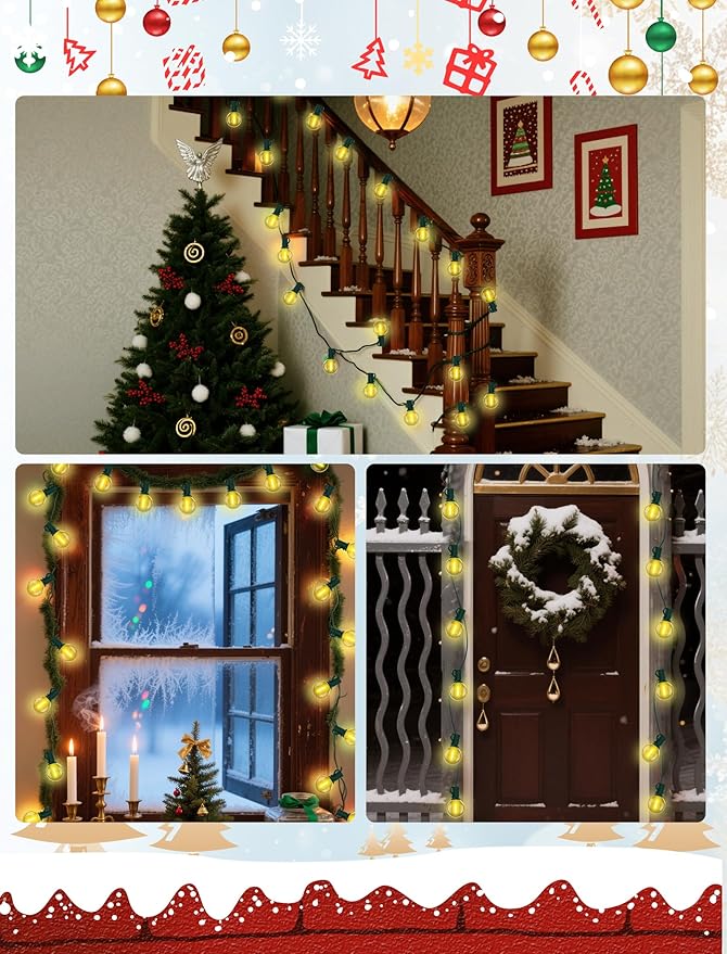 25FT LED Outdoor Christmas String Lights Waterproof, Hanging G40 Globe Patio - Image 7