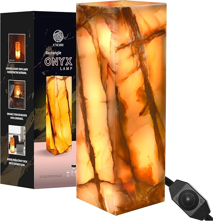 UMAID Handcrafted Onyx Marble Table Lamp, Each Lamp One-of-a-Kind by UMAID
