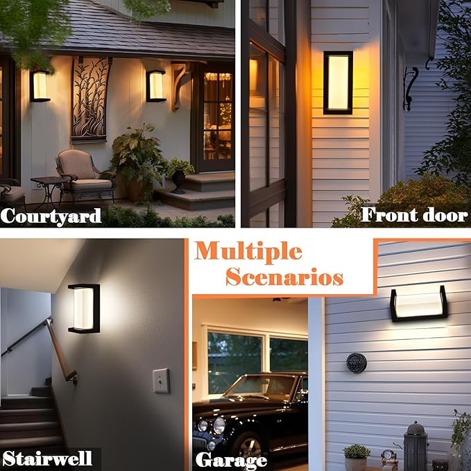 Black Exterior Lighting Fixtures, Rectangular Modern Front Porch Light Fixtures - Image 8