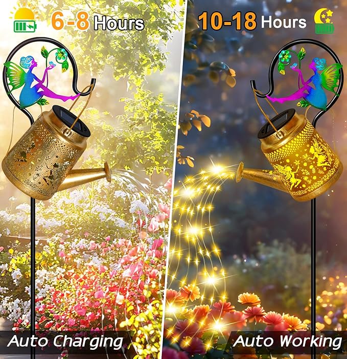 Christmas Gifts Solar Watering Can Lights Outdoor Garden Decor, Large Fairy - Image 3