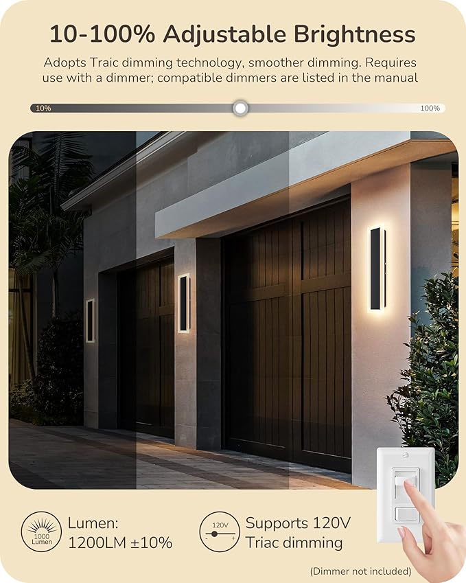 EDISHINE Upgraded 2 Pack 23.6" LED Outdoor Wall Light, Linear Modern Outdoor - Image 5