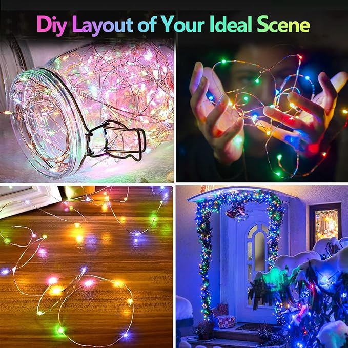 2 Pack Christmas Fairy Lights Battery Operated, 20FT 60LED RGB Color Changing - Image 5