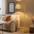 Oneach Arc Floor Lamp for Living Room, Rattan Boho Floor Lamp by Oneach