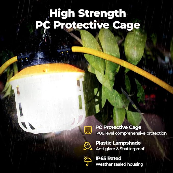 100FT Construction String Lights: 3 Prong 150W Ultra-bright 21000 lumens ETL - Image 5
