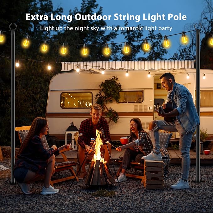 4 Pack 10 FT String Light Poles, Metal - Image 6