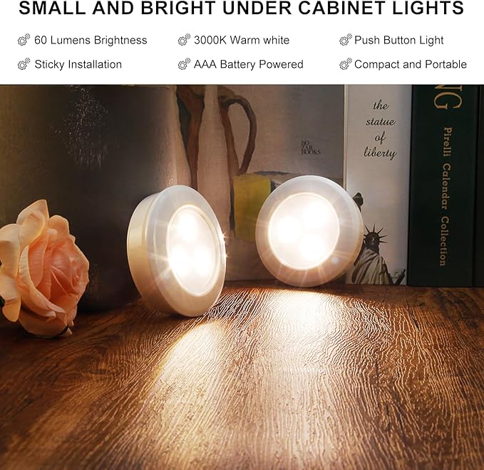 LUXSWAY LED Puck Light, Ultra-Thin Touch Lights, Battery Operated, Tap Lights - Image 4